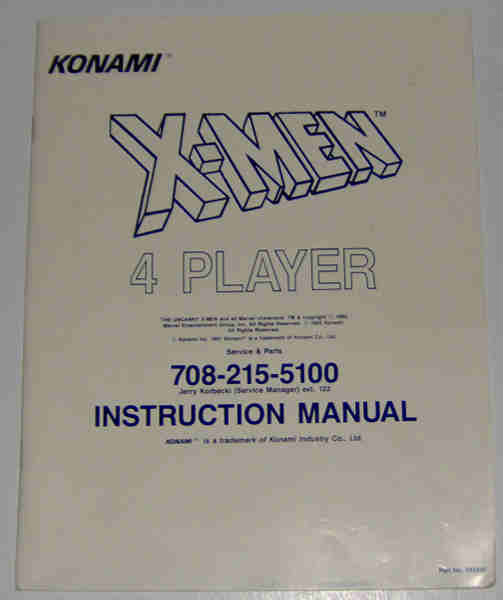 (image for) Konami X-Men 4 Player Instruction Manual